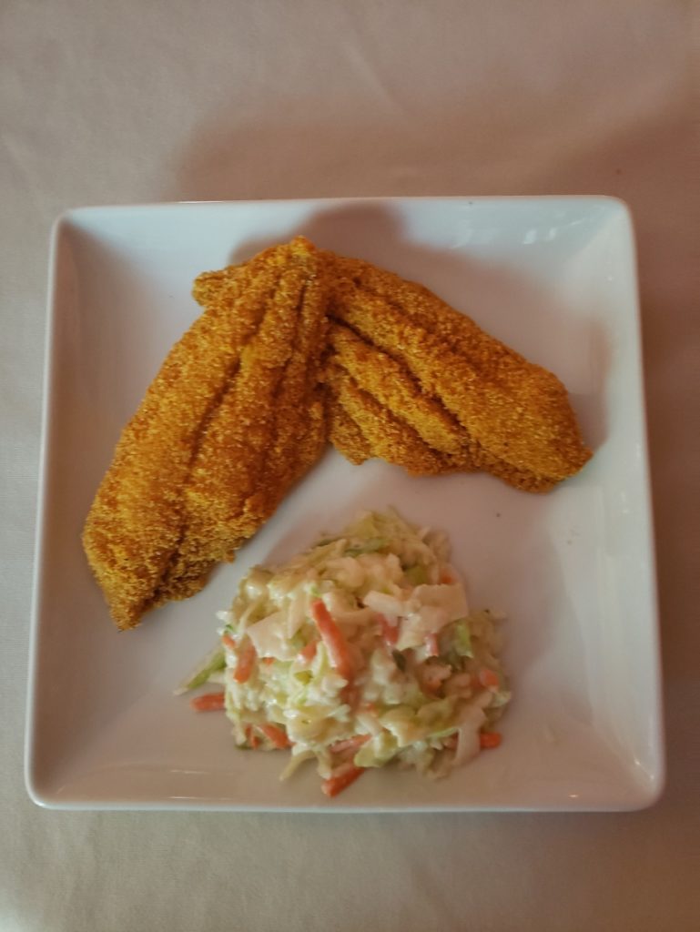 fried chicken fillet with coleslaw